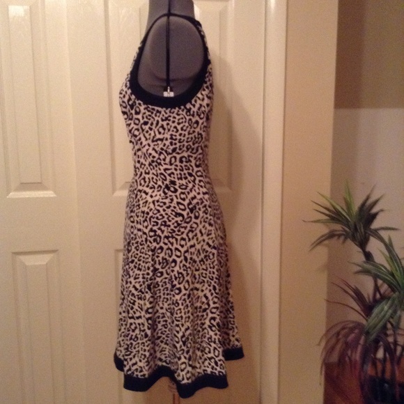 Animal Print and Black Knit Cutaway Dress - Picture 2 of 7